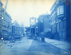 [Street in Brooklyn Heights with workers at construction site]