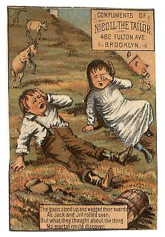 Tradecard. Nicoll the Tailor. 482 Fulton Avenue. Brooklyn, NY. Recto.