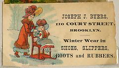 Tradecard. Joseph J. Byers. 110 Court Str. Brooklyn, NY. Recto.