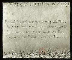 [Poem on the] Gravestone of Mrs. [Abraham] Duryea, [Old] New Utrecht [Cemetery]