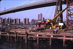 [Construction on the pier at Fulton Ferry Landing, in DUMBO]