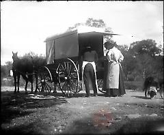 [Delivery wagon and housewives]
