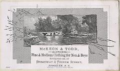 Tradecard. McKeon and Todd. Corner of Broadway and Fourth Street. Brooklyn.