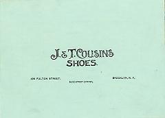 Trade card. J. & T. Cousins. Shoes.  498 Fulton Street. Brooklyn.Verso.
