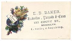 Tradecard. E. D. Baker. 103 Court Street. Brooklyn, NY. Recto.