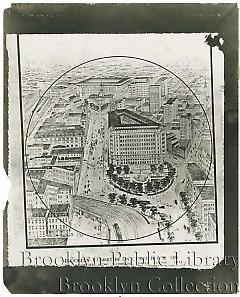 View looking over Court House toward the Municipal Building and Brooklyn Bridge approach