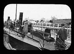 Views: U.S. Columbian Celebration: Oct. 1892. View 005: Navy Yard looking towards Washington Ave. US Dispatch boat 'Cushing'.