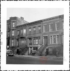 [From right to left: #330 Lafayette Avenue (next house also called #330); then #332 (with bay window); and #334 (at far left.)]