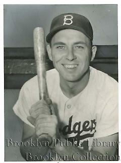 [Gil Hodges with bat over shoulder]