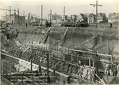 Looking northwest from east end of sub station showing concreting east of New Utrecht Ave.