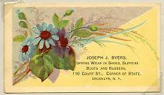 Tradecard. Joseph J. Byers. 110 Court St. Brooklyn, NY. Recto.