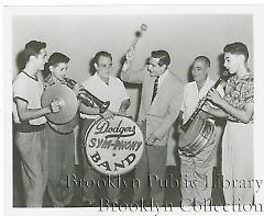 [Brooklyn Dodgers Sym-Phony Band with unidentified man]