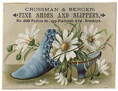 Tradecard. Crossman & Bergen. 599 Fulton Street. Brooklyn, NY. Recto.