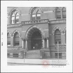[Entrance, Montague Street branch, Brooklyn Public Library.]