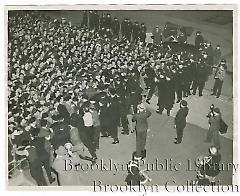 Crowd waiting to welcome the Dodgers who arrived at Floyd Bennett Field by plane