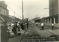 Looking west from 20th Ave. showing retaining wall, roadbed and 20th Ave. station