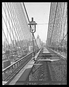Views: U.S., Brooklyn. Brooklyn Bridge. View 015: Looking to New York from Brooklyn Tower.