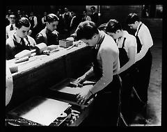 Views: Brooklyn, Long Island, Staten Island. Brooklyn scenes; buildings. View 034: Boys at work in the foundry, Brooklyn Technical High School.