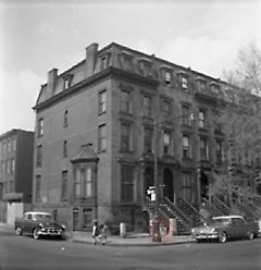 [Northeast corner of Gates Avenue (right) and Waverly Avenue (left).]