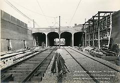 Looking north from 150 feet south of Ave. R showing progress on arches at Ave. R