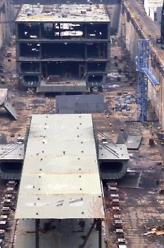 [Ship being built in dry dock #2]