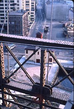[View south down Water Street from Brooklyn Bridge]
