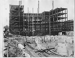 [Rear view of Brooklyn Technical High School under construction]