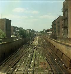 [View along (BMT) tracks from Kings Highway.]