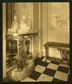 Weil-Worgelt apartment; console table with sculpture.
