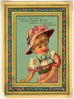 Tradecard. John Paret & Co. Retail Clothiers. Brooklyn, NY. Recto.