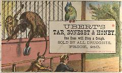 Trade card. Ubert's Tar, Boneset and Honey. Brooklyn.