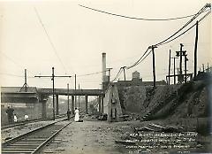 Showing northerly abutments at 7th Ave. showing facilities for trolley passengers