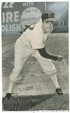 [Erv Palica in pitching pose at Ebbets Field]