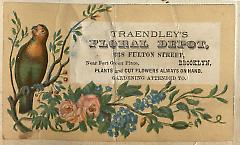 Tradecard. Traendley's Floral Depot. 638 Fulton Street. Brooklyn.