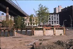 [Construction of park deck at Fulton Ferry Landing]