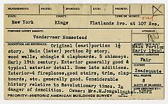 Preliminary survey of the Vanderveer homestead prepared for the Historic American Buildings Survey.