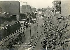 Looking from bridge showing general view of work in progress north of 22nd Ave.