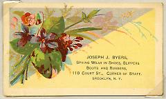 Tradecard. Joseph J. Byers. 110 Court St. Brooklyn, NY. Recto.