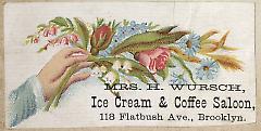 Tradecard.  Mrs. H. Wursch. 118 Fulton Street. Brooklyn.