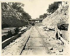 [Locomotive at subway excavation]