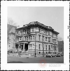 [Northeast corner of Clinton Avenue (at left) and Gates Avenue (at right).]