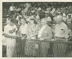 [Group of older fans at Ebbets Field]