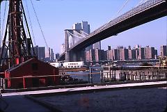 [construction at the pier at Fulton Ferry Landing]