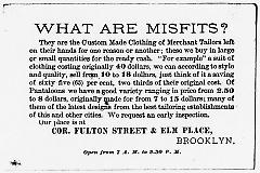 Tradecard. Misfit Parlors. Fulton St & Elm Place. Brooklyn, NY. Verso.