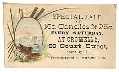 Tradecard. Crowell's. 60 Court Street. Brooklyn, NY. Recto.