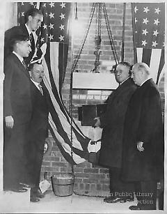 [Laying cornerstone at Brooklyn Technical High School]