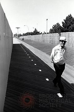 [Elderly man on Coney Island boardwalk]