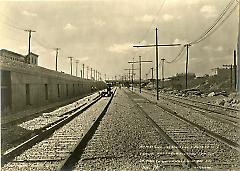 Looking west from Fort Hamilton Ave. showing retaining wall, road bed, etc.