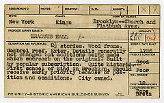 Preliminary survey of Erasmus Hall prepared for the Historic American Buildings Survey.