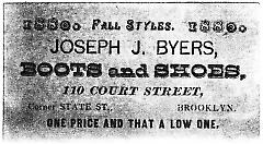 Tradecard. Joseph J. Byers. 110 Court Str. Brooklyn, NY. Verso.